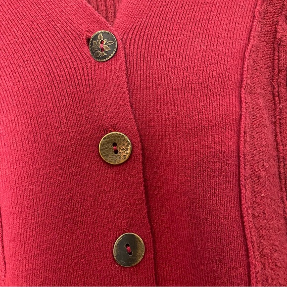Free People Peplum Cardigan Sweater Womens Size Small Red V Neck Button Down - Picture 4 of 8